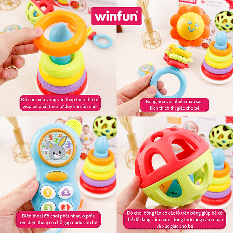 Bộ 4 đồ chơi sơ sinh Winfun 3035-NL Chính hãng Tiết kiệm - Hình ảnh 3