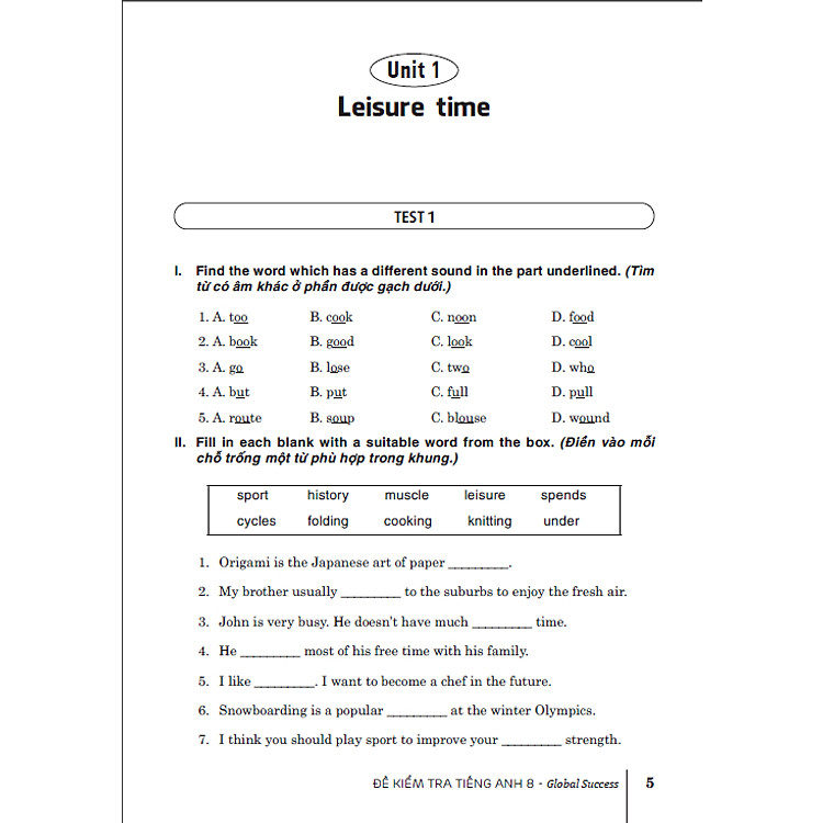 Đề Kiểm Tra Tiếng Anh 8 - Ảnh 3