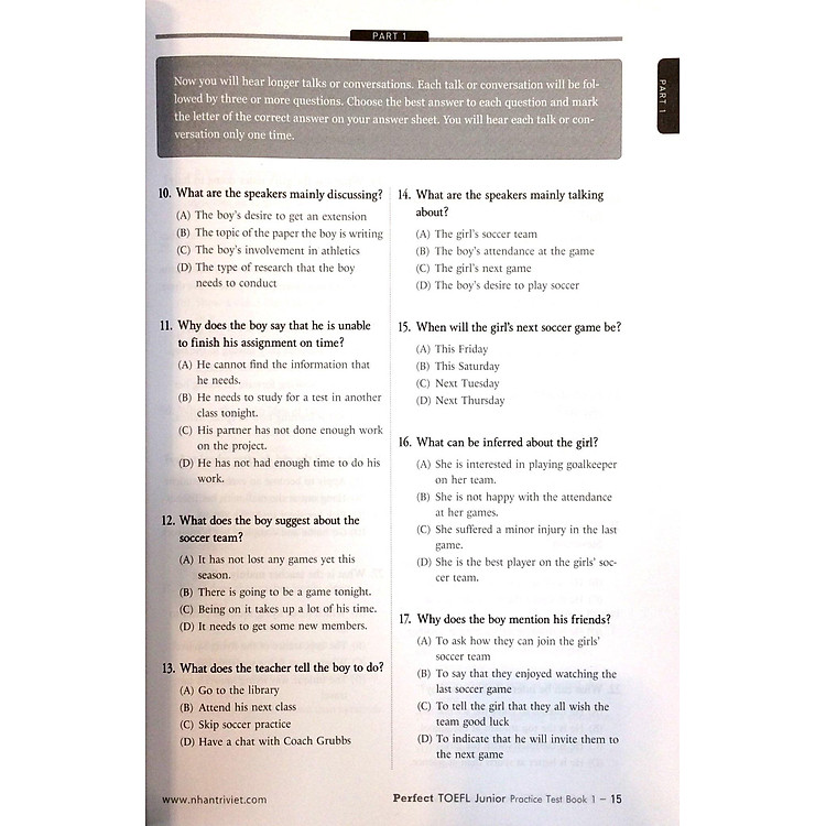 Perfect Toefl Junior Book 1 - Ảnh 2