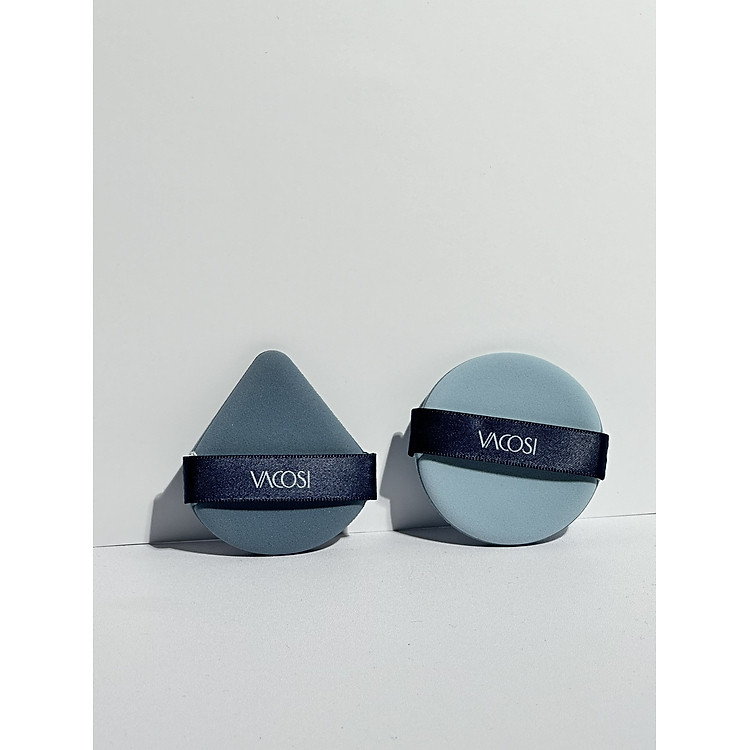 Bông phấn cushion 2 mặt màu xanh VACOSI - Túi 2 cái - BP53-02