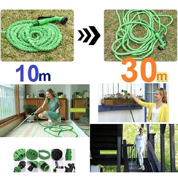 Bộ Vòi Xịt Tưới Cây, Rửa Xe Co Giãn Đa Năng 30M (Màu ngẫu nhiên)
