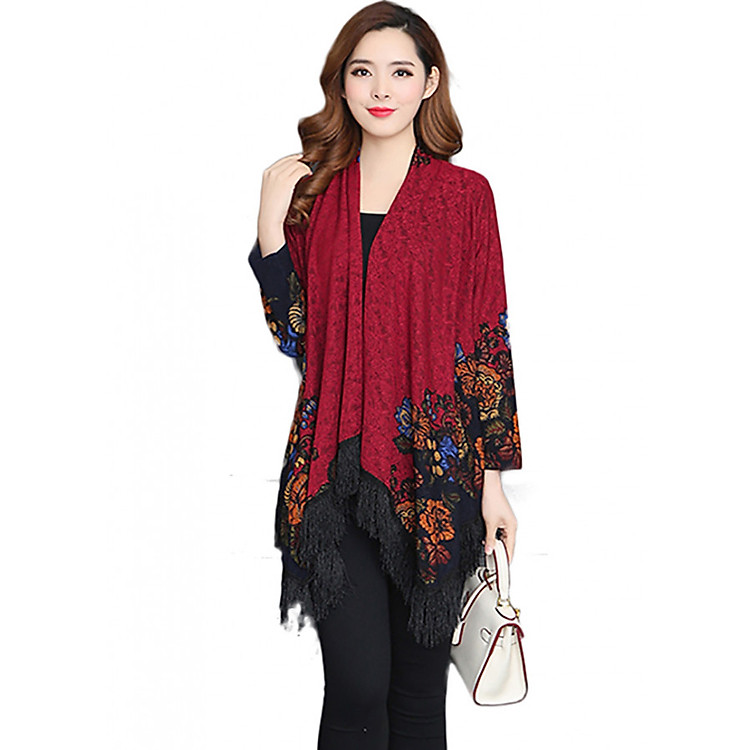 Áo cardigan khoác ngoài nữ trung niên dáng khăn sang trọng size lớn A18