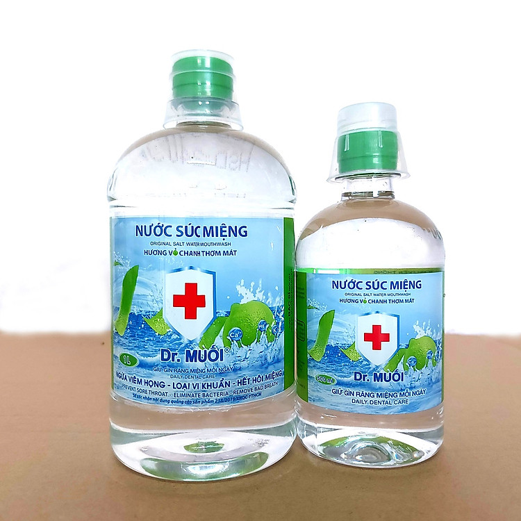 Combo Nước súc miệng Dr. Muối hương vỏ chanh (1 chai 1000ml + 1 chai 500ml)