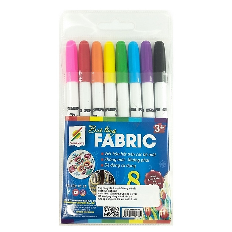 Bộ 8 Cây Bút Lông Vẽ Vải MA-FABRIC-8H