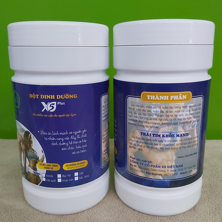 Combo 2 hộp bột ngũ cốc dinh dưỡng X5 dành cho người tập gym có whey, đạm đậu nành, Giúp Tăng Cơ, Giảm Mỡ (Ngũ cốc tập Gym- thể thao)