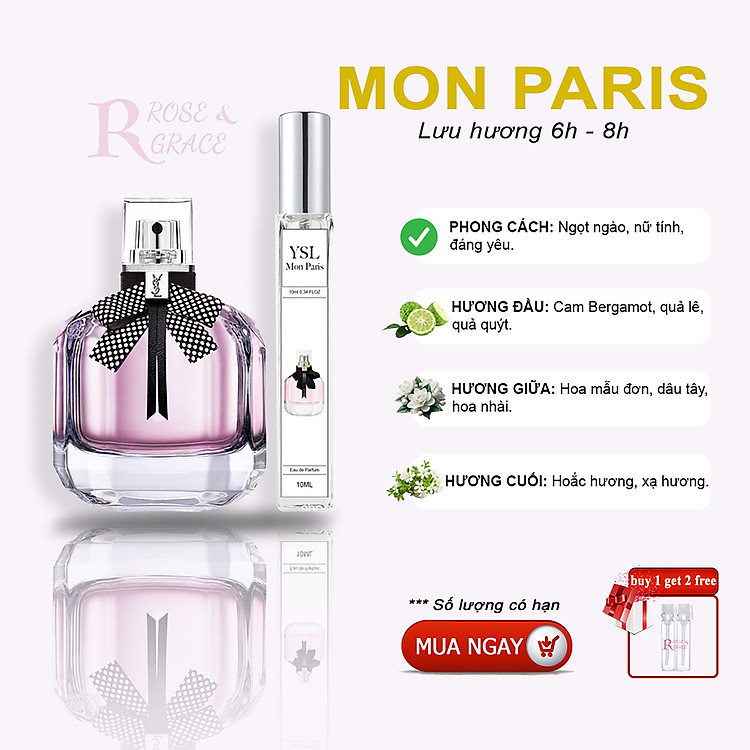 [Auth - 10ml] Tinh Dầu Nước Hoa Nữ Mon Paris Chiết 10ml - Sang Trọng, Quyến Rũ, Thanh Lịch