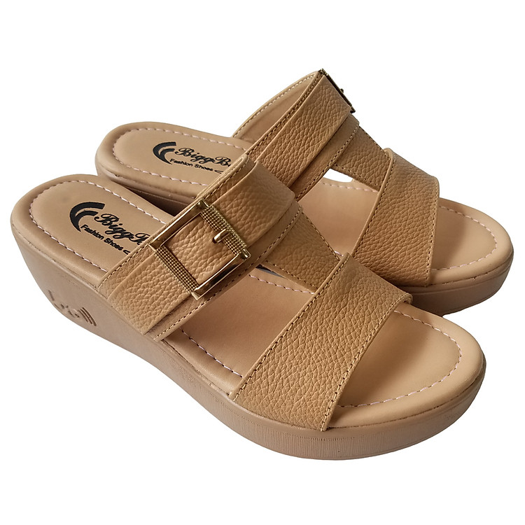 Dép Đế Xuồng Nữ BIGBEN Da Bò Thật Cao 5 Phân DX56