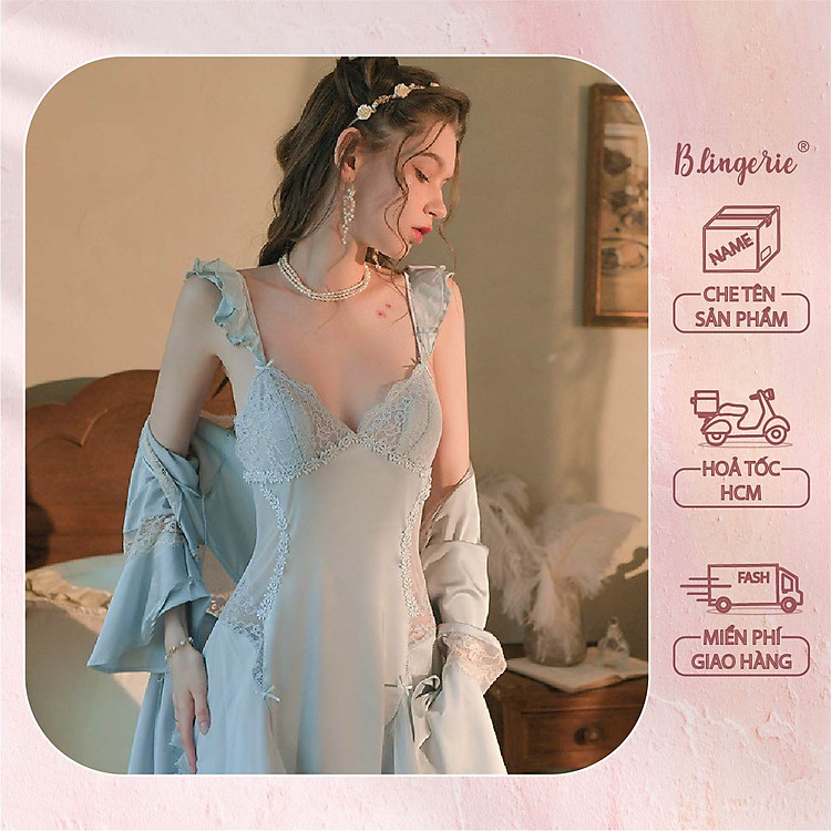 Váy Ngủ Phối Ren Thiết Kế Nhẹ Nhàng (Không kèm áo choàng) - B.Lingerie