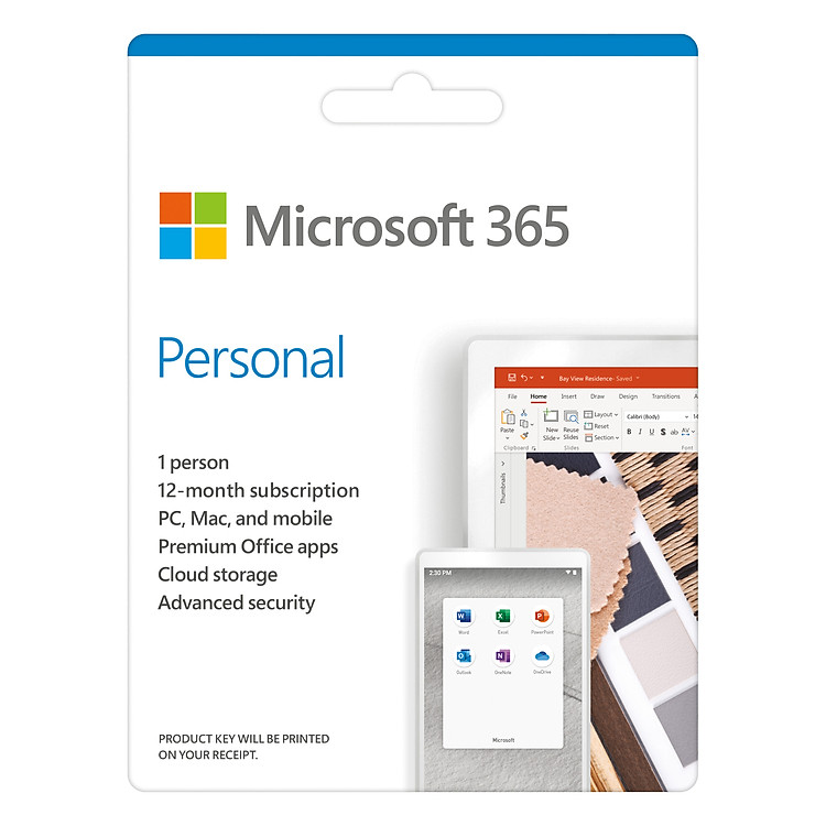 Phần mềm Microsoft 365 Personal | 12 tháng | Dành cho 1 người | 5 thiết bị/tài khoản | Word, Excel, PowerPoint | 1TB OneDrive