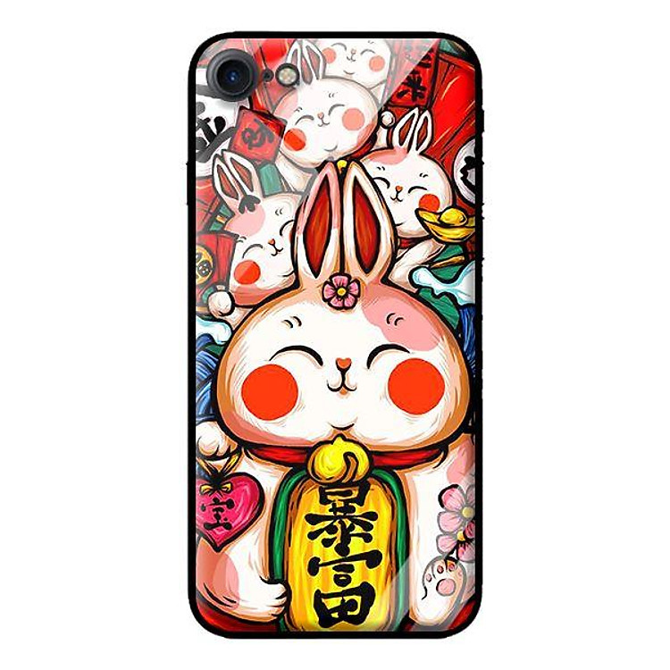 Ốp kính cường lực cho iPhone 8 Thỏ Trắng Má Đỏ - Hàng chính hãng