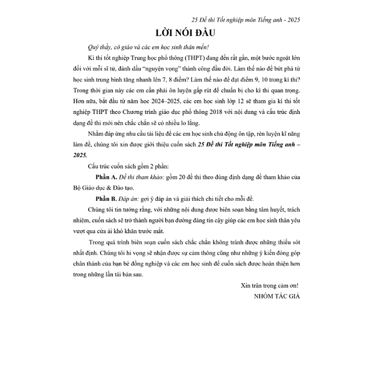 25 Đề Thi Tốt Nghiệp Môn Tiếng Anh (Sách Dành Cho Ôn Thi THPT Quốc Gia 2025) - Ảnh 3