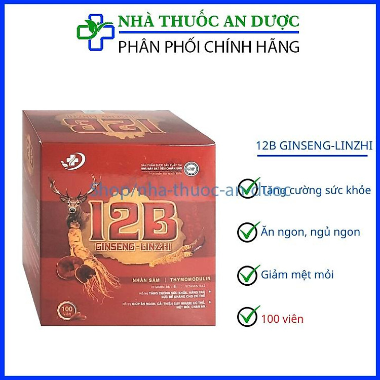 Viên uống 12B Ginseng-Linzhi hỗ trợ tăng cường sức khoẻ, nâng cao sức đề kháng cho cơ thể - 100 viên