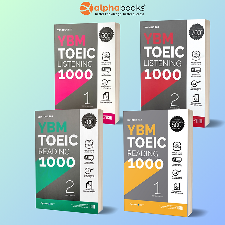 Combo YBM TOEIC 1000 4 Vol (Trọn Bộ 4 Cuốn): YBM TOEIC Reading 1000 Trọn Bộ 2 Tập + YBM TOEIC Listening 1000 Trọn Bộ 2 Tập