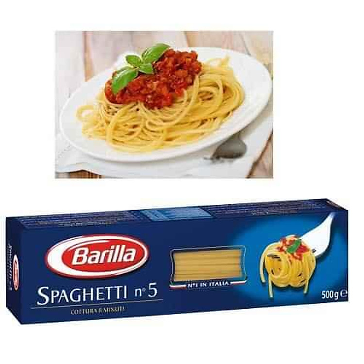 Combo Mì Ý barilla số 5 -500g & Sốt Mì ý thịt bò băm bologne hiệu barilla 400g
