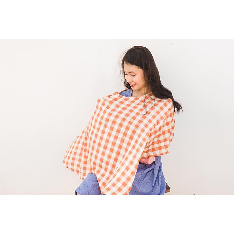 Khăn xô 2 lớp che bé bú (tặng kèm túi rút)