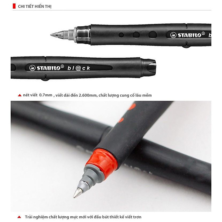Hộp 10 Bút Bi STABILO bl@ck F 0.7mm (Đỏ) - Ảnh 4