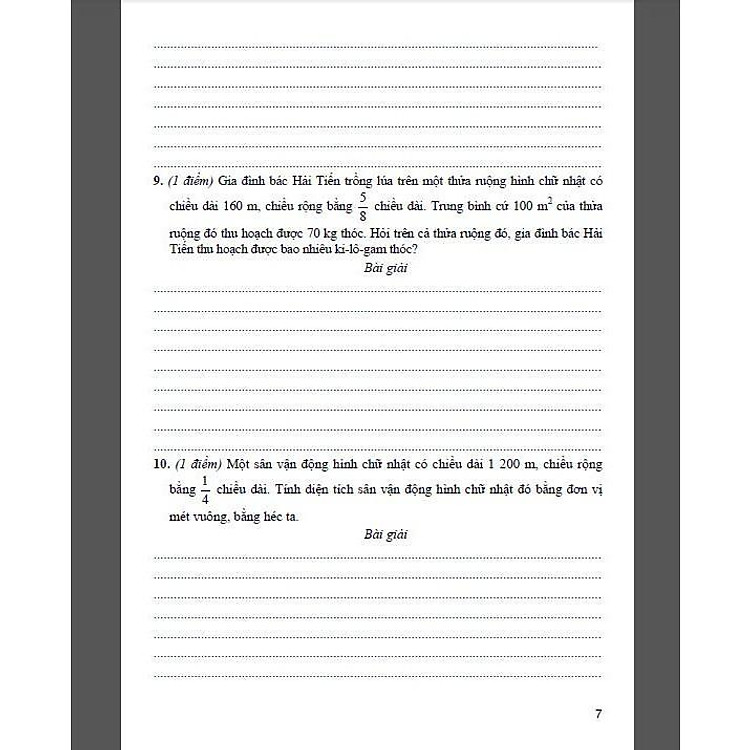 Bộ Đề Kiểm Tra Môn Toán Lớp 5 - Ảnh 7