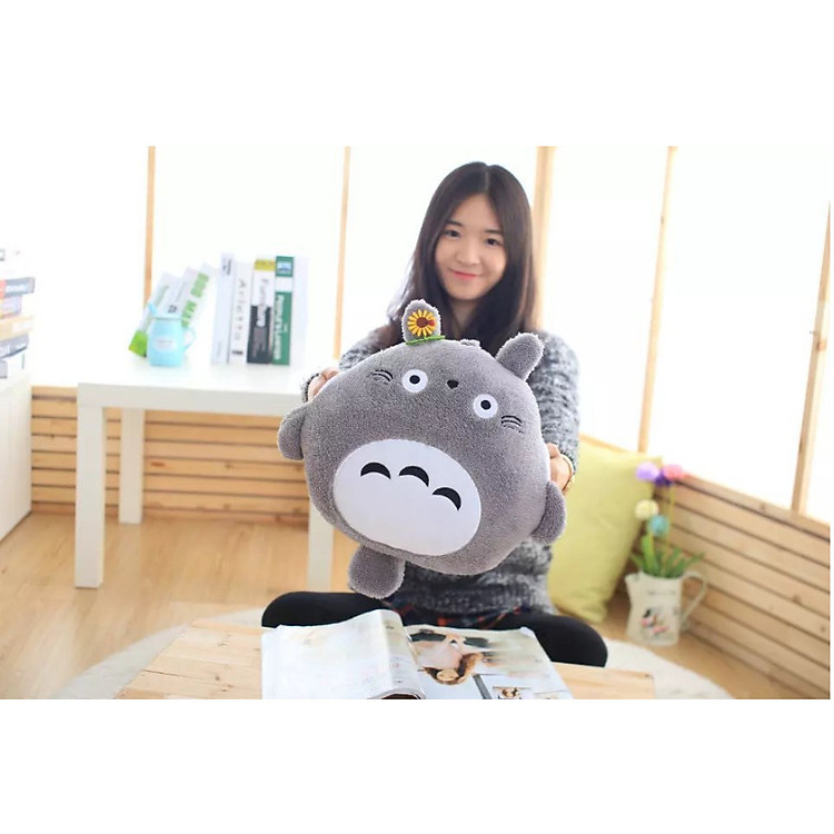 Gối mền 3 trong 1 Totoro tai bông cute, nỉ nhung siêu mịn, bộ chăn gối văn phòng, gấu bông kèm mền quà tặng sinh nhật