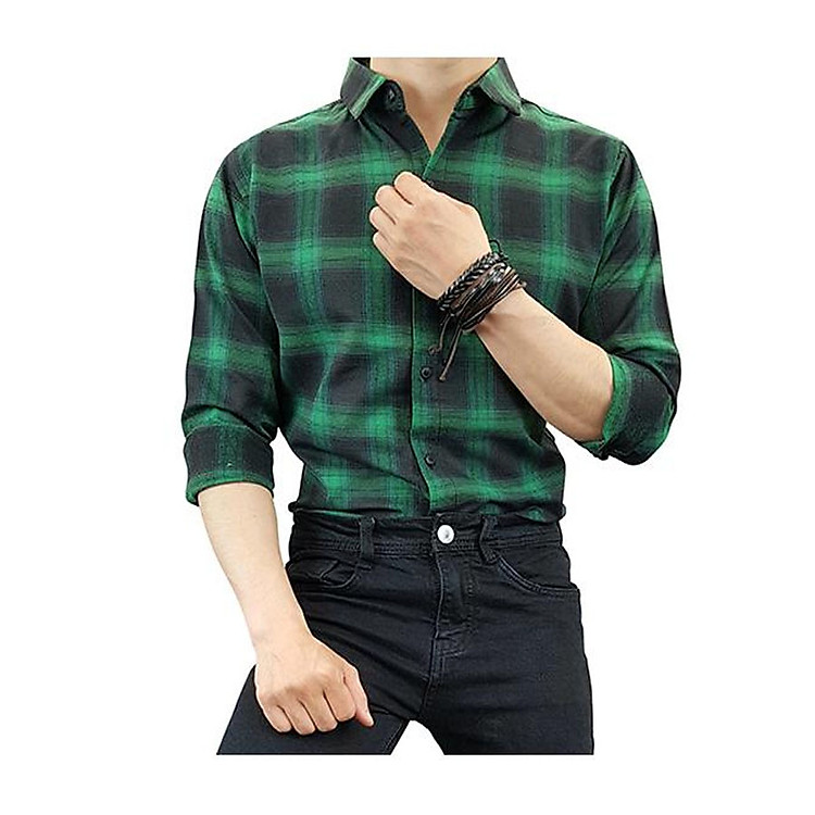 Áo Sơ Mi CARO Nam Nữ (Xanh) LADOS-706