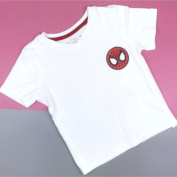 Áo Thun Lụa In Logo Người Nhện Cho Bé ( Trắng )