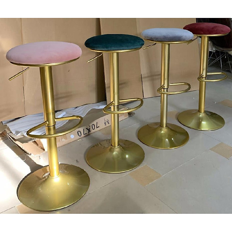 Ghế quầy bar không tựa CB2263 B-F Nội thất Capta Ghế bar không tựa nệm vải nhung chân thép sơn vàng gold