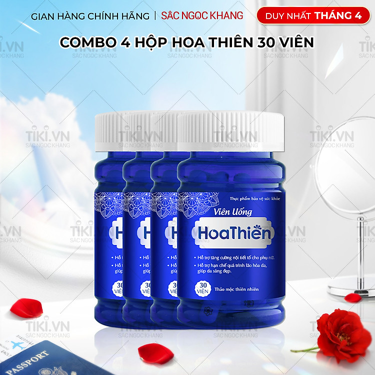 Combo 4 Viên uống Hoa Thiên hộp 30 viên hỗ trợ cân bằng nội tiết tố, cải thiện sinh lý