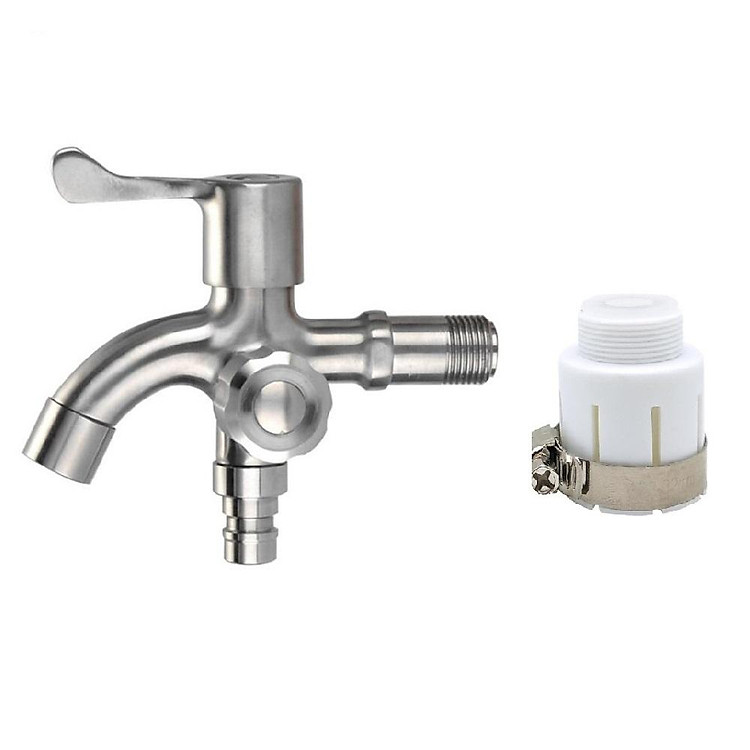Vòi máy giặt - Vòi nước Inox 304 đa năng - tặng đầu nối đa năng