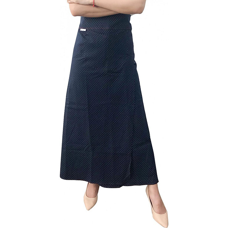 Váy chống nắng loại xẻ tà chất liệu kaki hoa văn