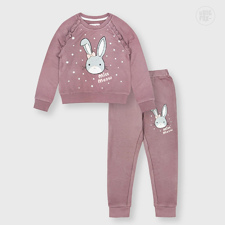 Bộ bé gái BIGFOX - MISS MEOW thu đông size đại, bộ dài tay cho bé phong cách Hàn Quốc in thỏ Missmeow 11 - 31 kg