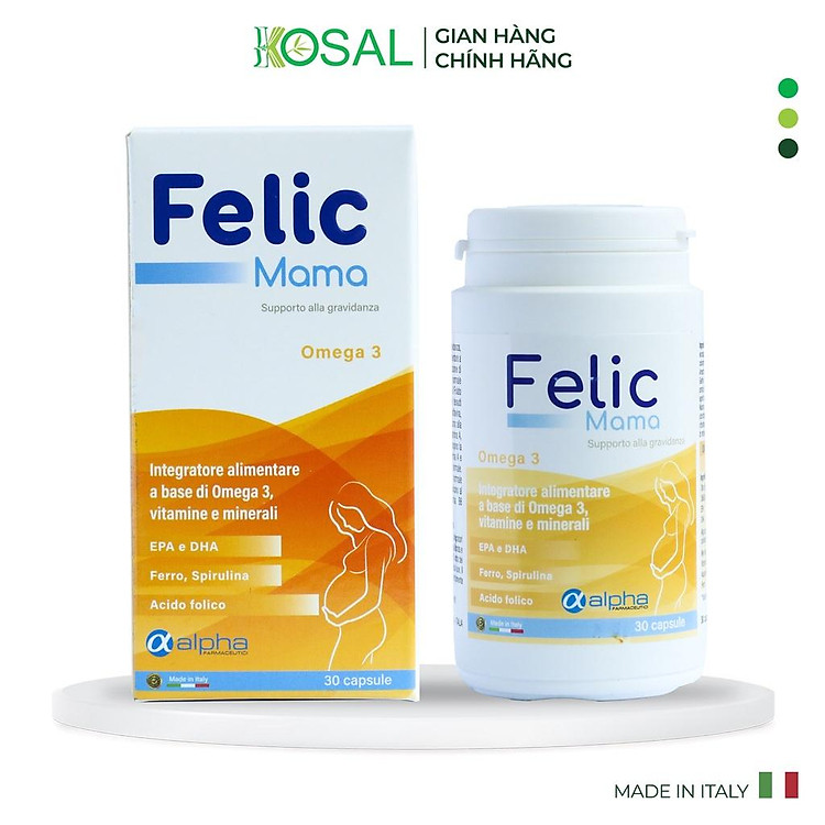 Viên uống bổ bầu Felic Mama, Hỗ trợ giảm căng thẳng, mệt mỏi khi đang mang thai hoặc cho con bú - Hộp 30 Viên