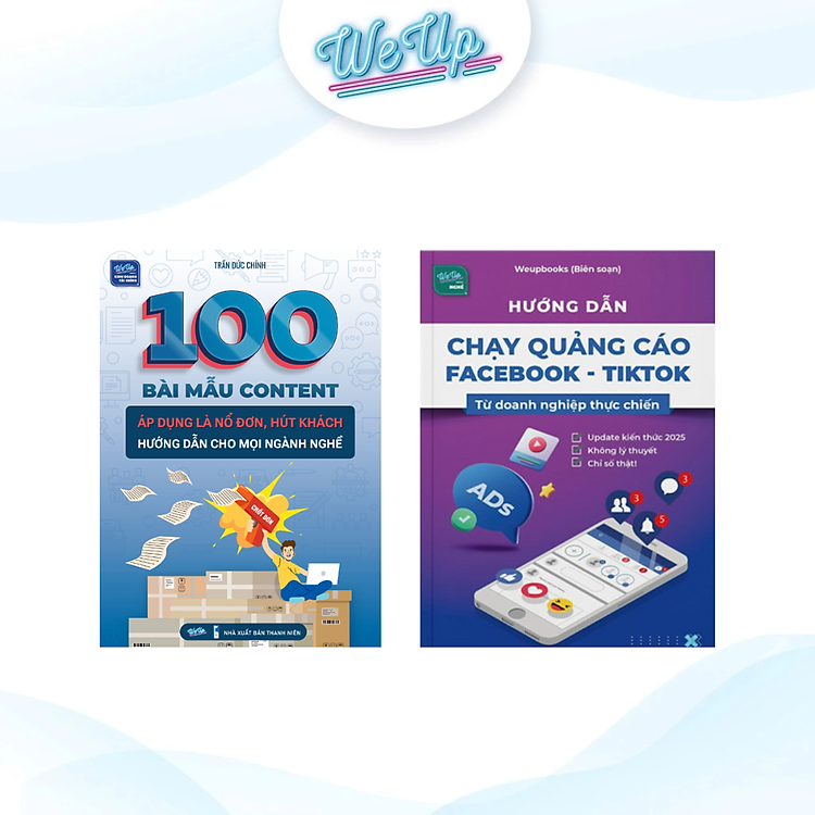 Combo 2 sách: Hướng dẫn chạy quảng cáo Facebookk - Tiktok, 100 Bài mẫu content áp dụng là nổ đơn (Combo/lẻ)