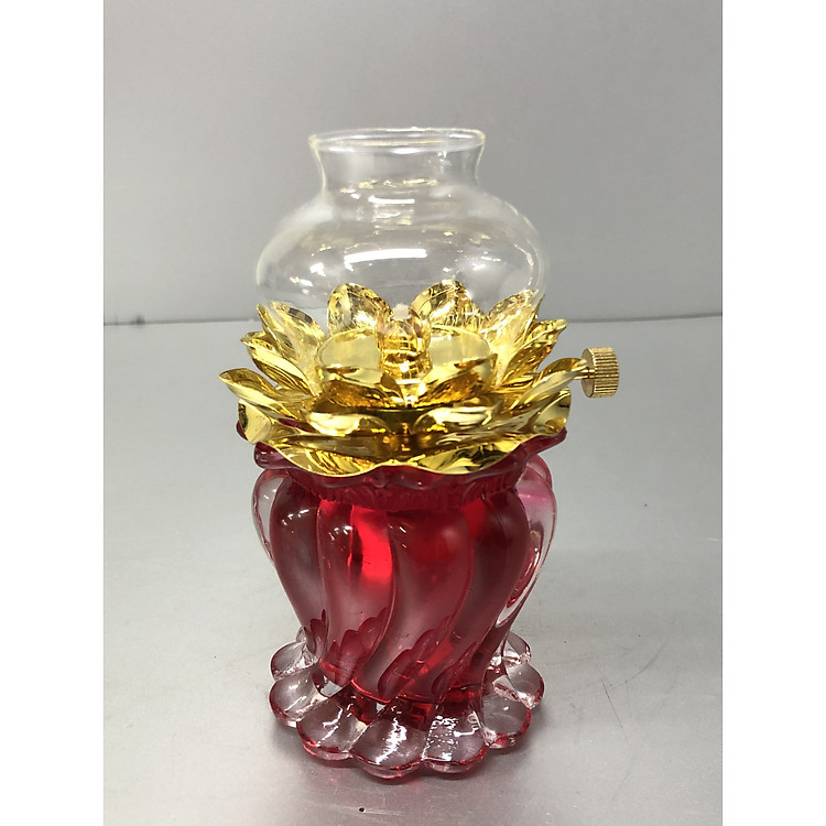 Đèn thờ đốt dầu , mẫu đèn xoắn đỏ - BH25