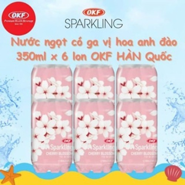 Nước ngọt có ga vị hoa anh đào OKF Hàn Quốc 350ML x 6 lon