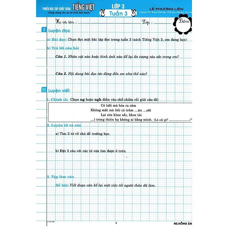 Phiếu Bài Tập Cuối Tuấn Môn Tiếng Việt Lớp 3 - Biên Soạn Theo Chương Trình GDPT Mới - Ảnh 7