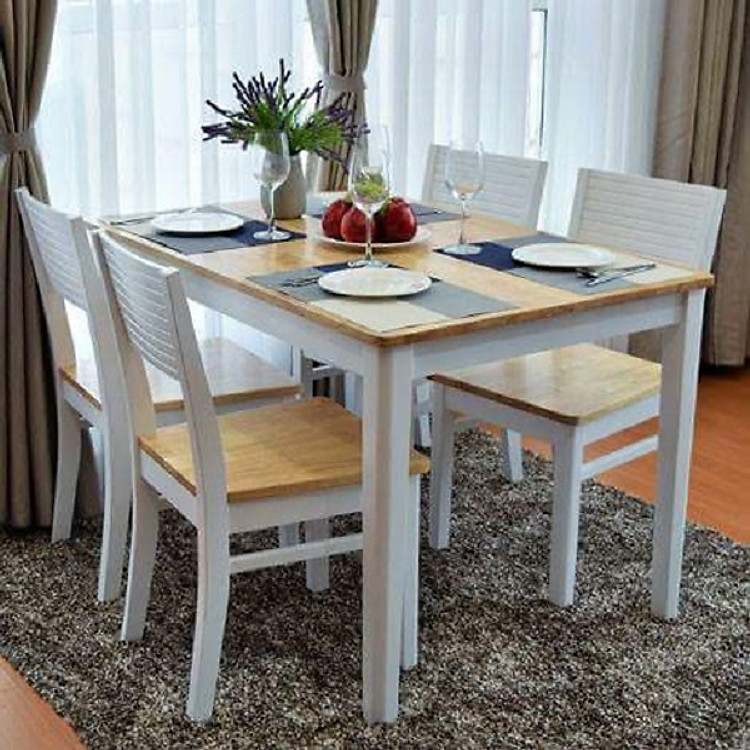 bộ bàn ăn cherry trắng vảng 4 ghế