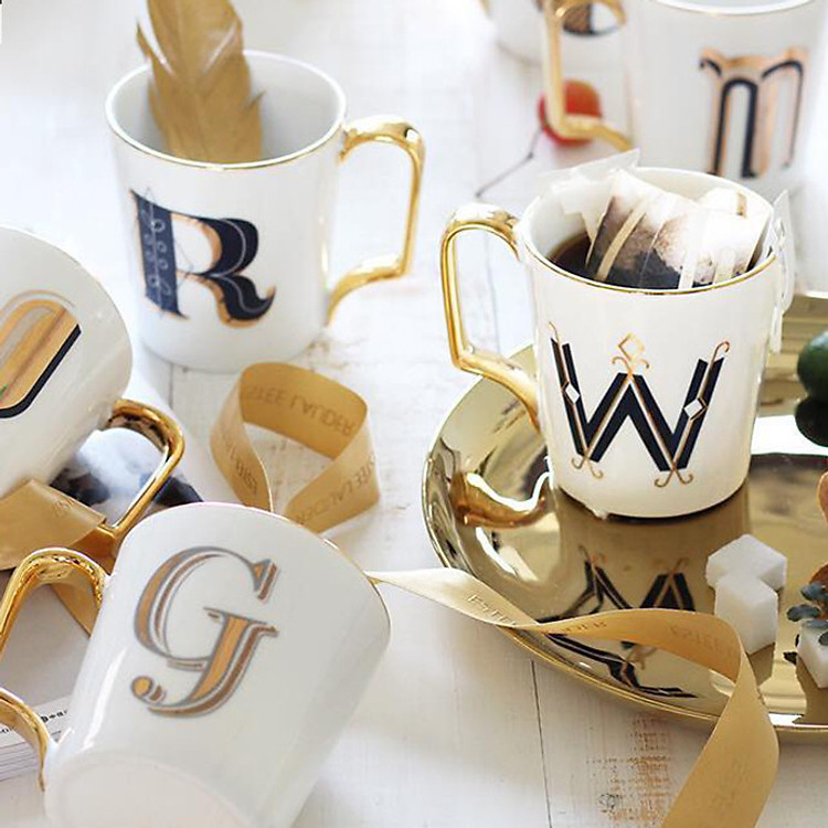 Cốc cao chữ N gốm sứ cao cấp phong cách hiện đại LETTER CUP 5193N