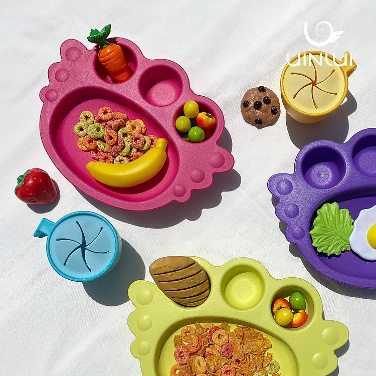 Bộ khay ăn dặm an toàn UINLUI - Hồng Chính hãng Giá tốt - Hình ảnh 4