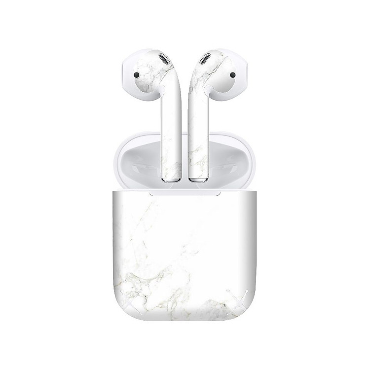 Miếng dán skin chống bẩn cho tai nghe AirPods in hình đá trắng - dah002 (bản không dây 1 và 2)