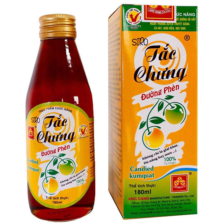 SIRO TẮC CHƯNG ĐƯỜNG PHÈN 180ML