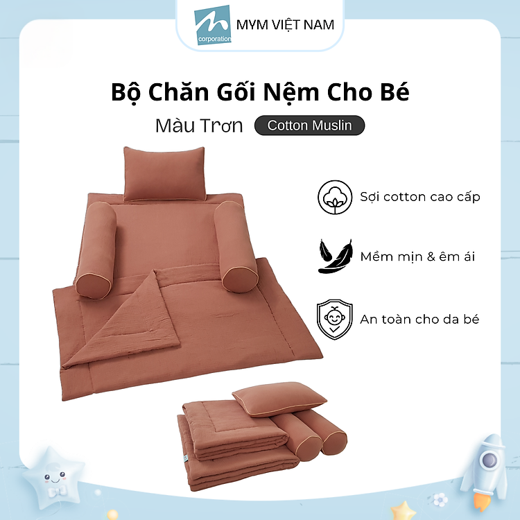 Bộ chăn gối MYM vải xô Muslin Chính hãng Ưu đãi - Hình ảnh 5
