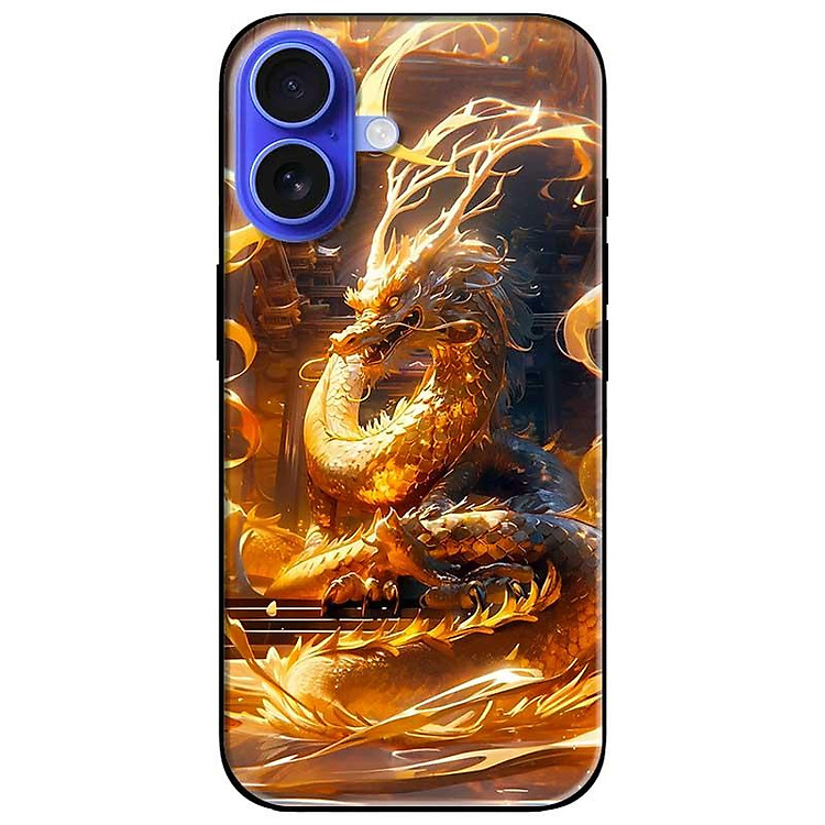 Ốp lưng dành cho Iphone 16 - 16 Plus - 16 Pro - 16 Pro Max - Rồng Vàng Lửa - Hàng Chính Hãng