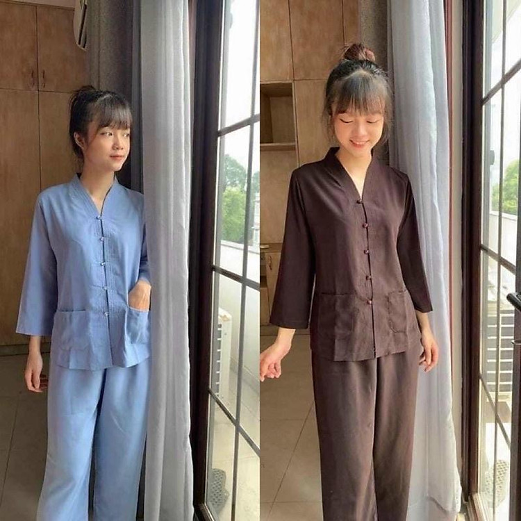 Đồ lam đi chùa mẫu bà lai vải siêu cho người lớn tuổi