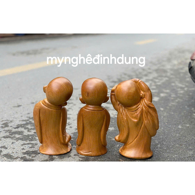 Tượng Tam Tâm Gỗ Bách Xanh (25x14x11cm) - Ảnh 3