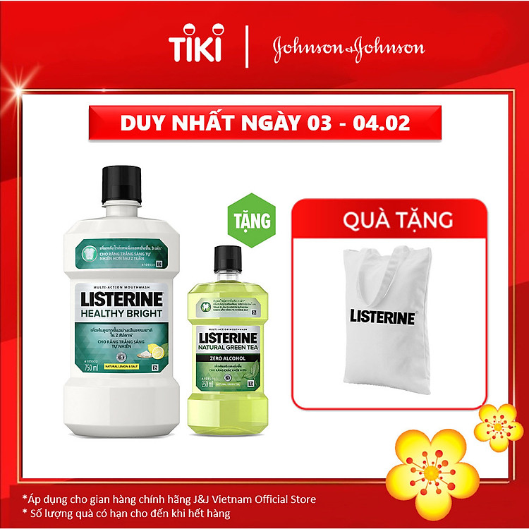 Nước súc miệng Listerine trắng sáng 750ml Tặng 1 trà xanh 250ml 101058744