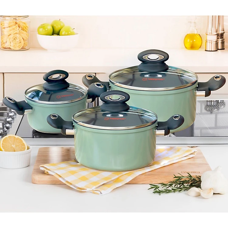 Bộ nồi nhôm cao cấp Happy Cook Ceragreen HCA-CG6PC