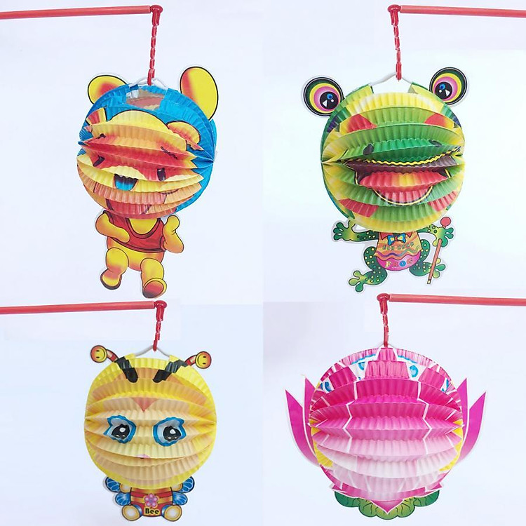 Combo 4 đèn lồng trung thu bằng giấy cỡ bé (mẫu 2)