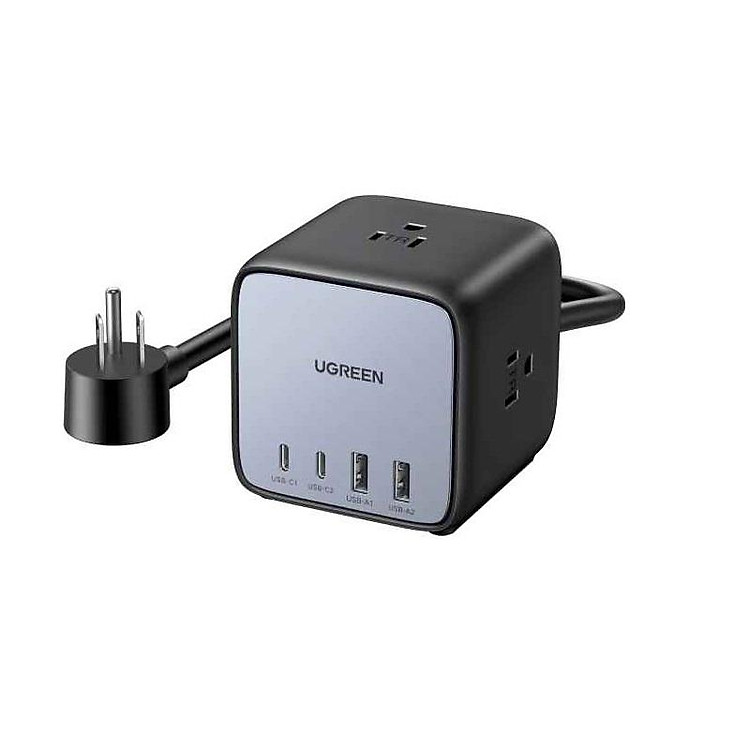 Sạc điện thoại đa năng DigiNest 2 cổng USB-C và 2 USB hỗ trợ GaN 65W màu đen kèm 2 ổ nguồn AC 220V Ugreen 40861 - Hàng chính hãng