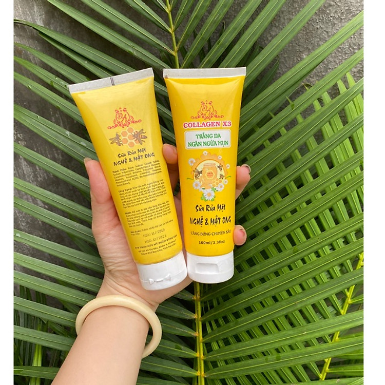 Sữa Rửa Mặt Nghệ Mật Ong Collagen X3 làm sạch da, ngừa mụn, se khít lỗ chân lông Mỹ Phẩm Đông Anh