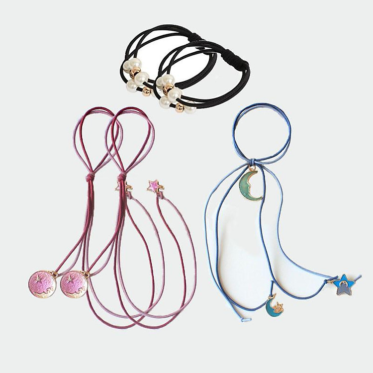Set 5 Đồ Buộc Tóc Ngọc Trai Phối Charm Siêu Hot Hit