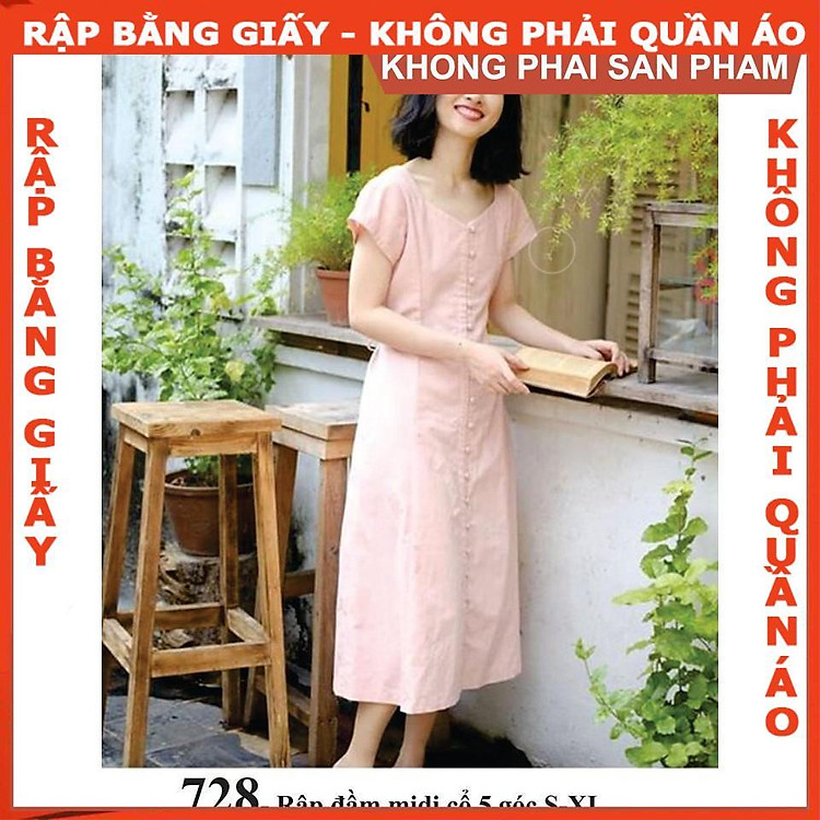 Rập giấy đầm cổ 5 góc mã 728 (BẢN VẼ)